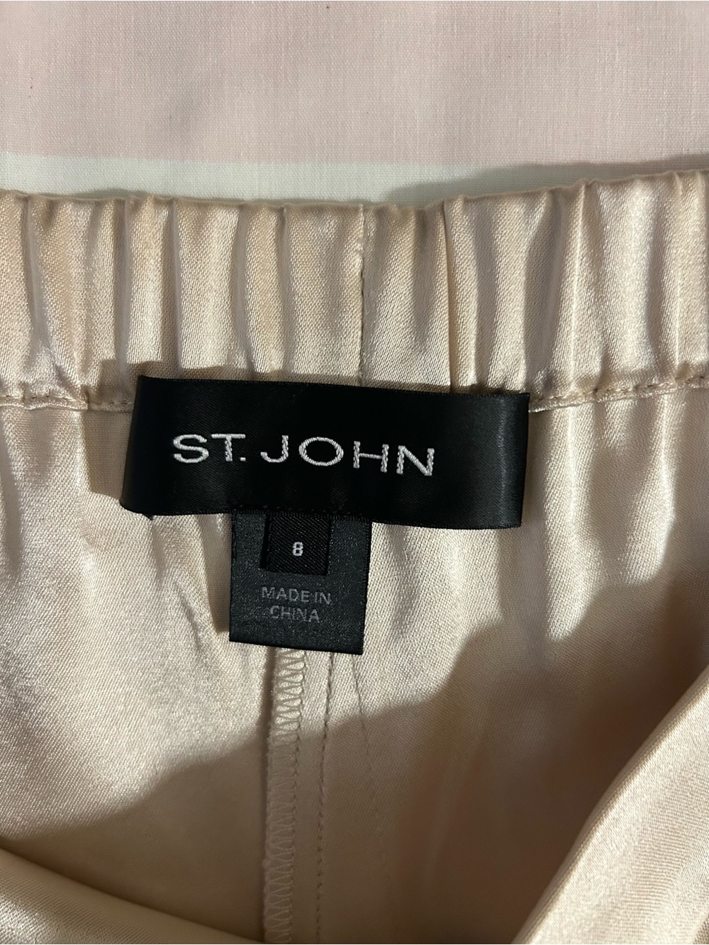 St. John Champagne Satin Wide Leg Pants Size 8 Quiet Luxury Evening - Picture 10 of 16